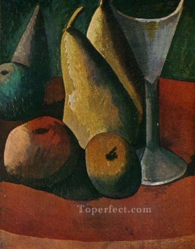  ru - Glass and fruit 1908 Pablo Picasso